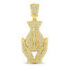 10k Yellow Gold Mens Round Diamond Money Bag Hands Charm Pendant 2 Cttw