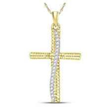  10k Yellow Gold Mens Round Diamond Cross Charm Pendant 1/6 Cttw