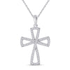 10k White Gold Womens Round Diamond Flared Cross Pendant 1/3 Cttw