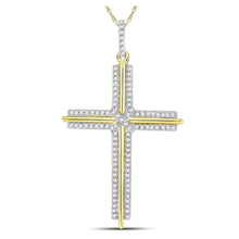  10k Yellow Gold Mens Round Diamond Cross Charm Pendant 1/4 Cttw