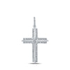10k White Gold Mens Round Diamond Cross Charm Pendant 1/5 Cttw