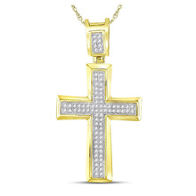  10k Yellow Gold Mens Round Diamond Cross Charm Pendant 1/6 Cttw