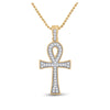 10k Yellow Gold Mens Round Diamond Ankh Cross Charm Pendant 1/5 Cttw
