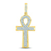 10k Yellow Gold Mens Round Diamond Ankh Cross Charm Pendant 1/3 Cttw