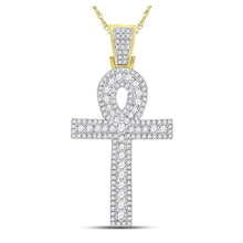  10k Yellow Gold Mens Round Diamond Ankh Cross Charm Pendant 1 Cttw