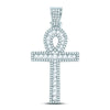 10k White Gold Mens Round Diamond Ankh Cross Charm Pendant 1 Cttw