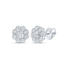 14k White Gold Womens Round Diamond Cluster Earrings 3/4 Cttw