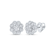  14k White Gold Womens Round Diamond Cluster Earrings 3/4 Cttw