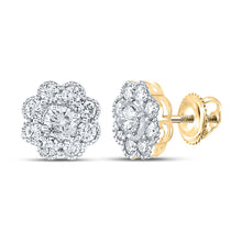  14k Yellow Gold Womens Round Diamond Cluster Earrings 1 Cttw