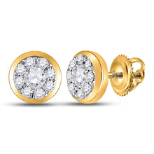  14k Yellow Gold Womens Round Diamond Cluster Earrings 1/4 Cttw