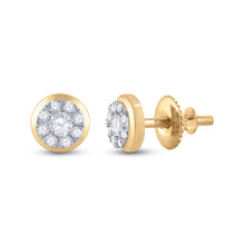  14k Yellow Gold Womens Round Diamond Cluster Earrings 1/2 Cttw