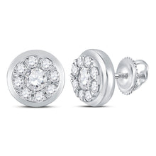  14k White Gold Womens Round Diamond Cluster Stud Earrings 1 Cttw