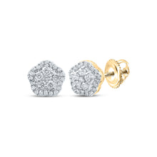  14k Yellow Gold Womens Round Diamond Cluster Earrings 1/4 Cttw