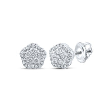  14k White Gold Womens Round Diamond Star Cluster Earrings 1/4 Cttw