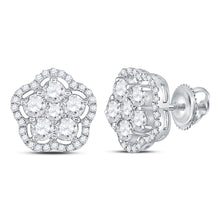  14k White Gold Womens Round Diamond Star Cluster Earrings 1-1/2 Cttw