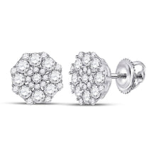  14k White Gold Womens Round Diamond Cluster Earrings 1-1/4 Cttw