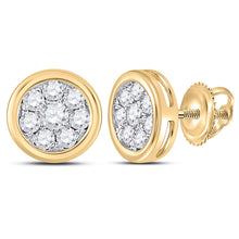  14k Yellow Gold Womens Round Diamond Cluster Earrings 1/4 Cttw