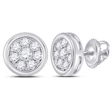  14k White Gold Womens Round Diamond Cluster Earrings 1/4 Cttw