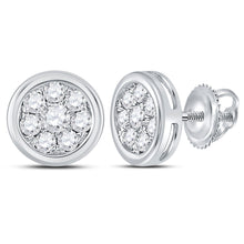  14k White Gold Womens Round Diamond Circle Cluster Stud Earrings 1/2 Cttw