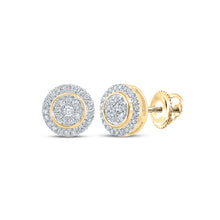  14k Yellow Gold Womens Round Diamond Circle Cluster Earrings 1/4 Cttw