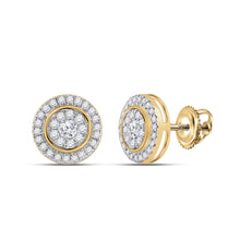  14k Yellow Gold Womens Round Diamond Cluster Earrings 1/2 Cttw