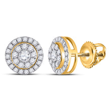  14k Yellow Gold Womens Round Diamond Cluster Earrings 1/4 Cttw