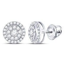  14k White Gold Womens Round Diamond Solitaire Cluster Stud Earrings 1/4 Cttw