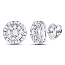  14k White Gold Womens Round Diamond Solitaire Cluster Stud Earrings 1/2 Cttw