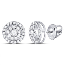  14k White Gold Womens Round Diamond Solitaire Cluster Stud Earrings 3/4 Cttw