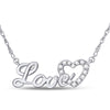10k White Gold Womens Round Diamond Love Heart Pendant Necklace 1/6 Cttw