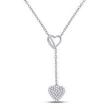  14k White Gold Womens Round Diamond Slide Heart Necklace 1/6 Cttw
