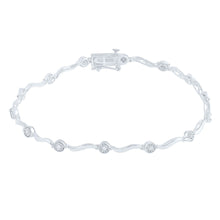  10k White Gold Womens Round Diamond Fashion Bracelet 1/4 Cttw