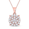 10k Rose Gold Womens Round Diamond Cluster Pendant 1 Cttw