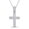 14k White Gold Womens Round Diamond Milgrain Cross Pendant 1/5 Cttw