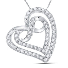  Sterling Silver Womens Round Diamond Infinity Heart Pendant 1/3 Cttw