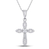 14k White Gold Womens Round Diamond Cross Pendant 1/6 Cttw