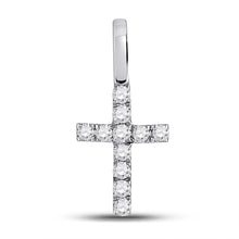  14k White Gold Womens Round Diamond Dainty Cross Pendant 1/10 Cttw