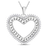 14k White Gold Womens Round Diamond Beaded Heart Pendant 1/4 Cttw
