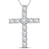 14k White Gold Womens Round Diamond Cross Pendant 3/8 Cttw