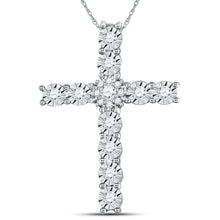  14k White Gold Womens Round Diamond Cross Pendant 3/8 Cttw