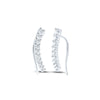 10k White Gold Womens Round Diamond Graduated Climber Earrings 1 Cttw
