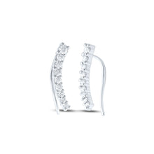  10k White Gold Womens Round Diamond Graduated Climber Earrings 1 Cttw