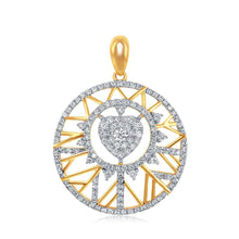  14k Yellow Gold Womens Round Diamond Modern Starburst Heart Pendant 5/8 Cttw