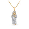 14k Yellow Gold Mens Round Diamond Jesus Saint Charm Pendant 3/8 Cttw