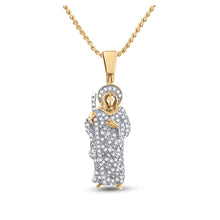  14k Yellow Gold Mens Round Diamond Jesus Saint Charm Pendant 3/8 Cttw