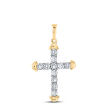  10k Yellow Gold Womens Round Diamond Cross Pendant 1/3 Cttw