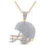 10k Yellow Gold Mens Round Diamond Football Helmet Charm Pendant 3/4 Cttw