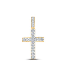  10k Yellow Gold Mens Round Diamond Cross Charm Pendant 1 Cttw