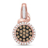10k Rose Gold Womens Round Brown Diamond Fashion Cluster Pendant 3/8 Cttw