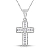 10k White Gold Womens Round Diamond Roman Cross Pendant 1/10 Cttw